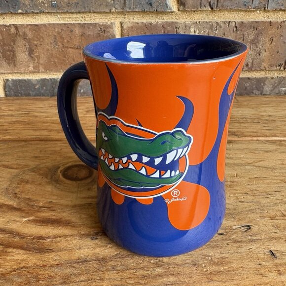 Collegiate Florida Gators Ceramic Coffee Mug Cup Blue Orange Flames - Picture 3 of 8